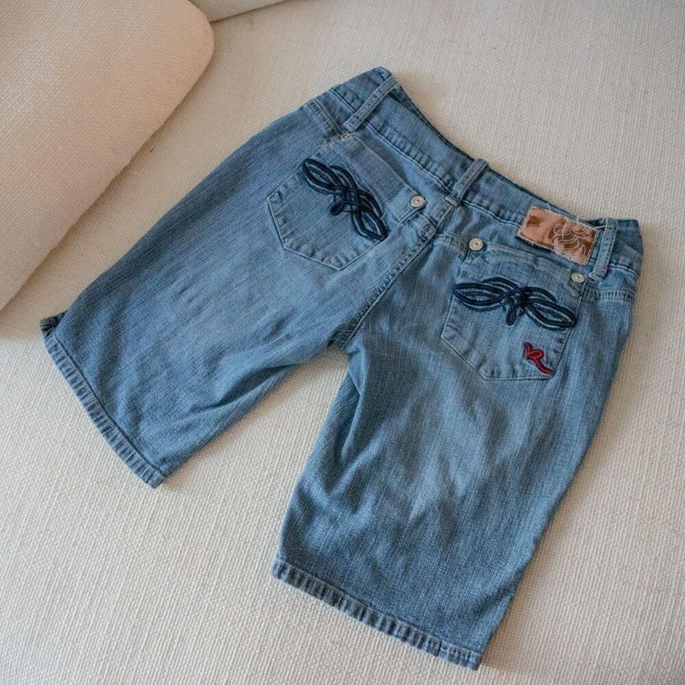 Y2K Bermuda Summer Blue Denim Jean Low Rise Women's shorts Juniors 9